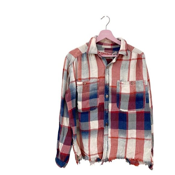 NWT Dr. Collectors Hollywood Teddy Forever Button Front Shirt in Faded Indigo S - Picture 1 of 6